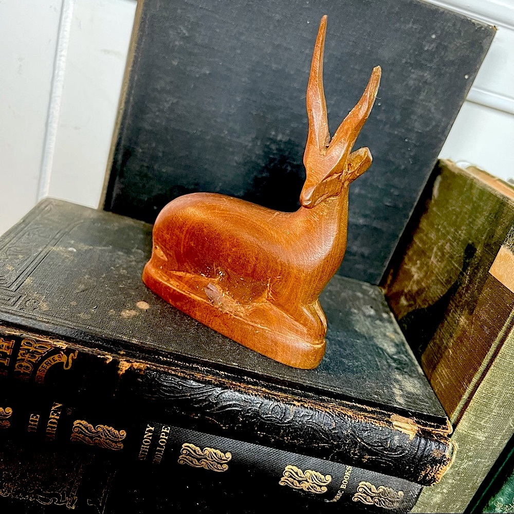 vintage wood thomson’s gazelle sculpture